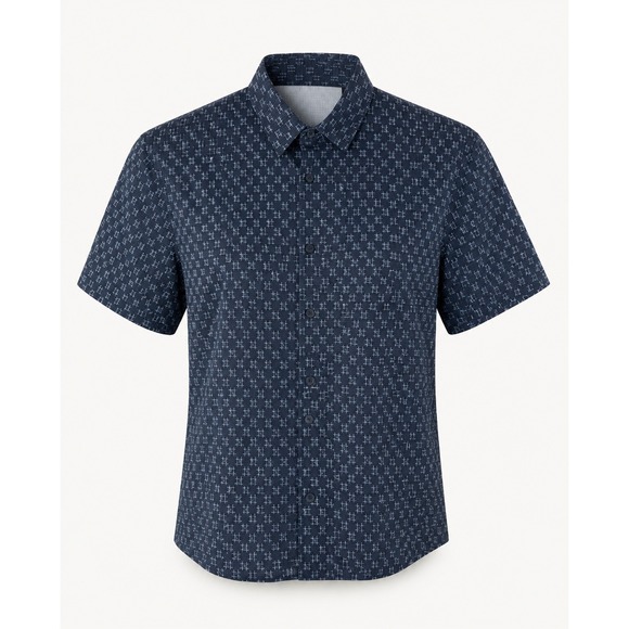 lululemon athletica Other - Lululemon Airing Easy Short Sleeve Buttondown IKat Check White Navy Shirt XL EUC